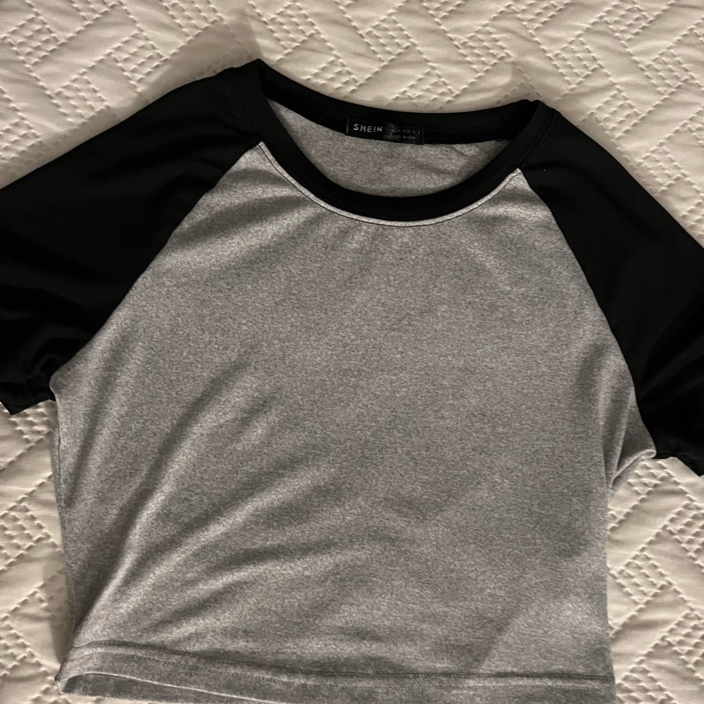 SHEIN, small black and grey baseball tee